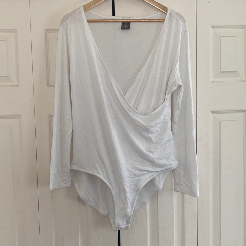 White Knit V-Neck Bodysuit